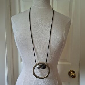 Elegant Black and Silver And Gold Pendant Necklace